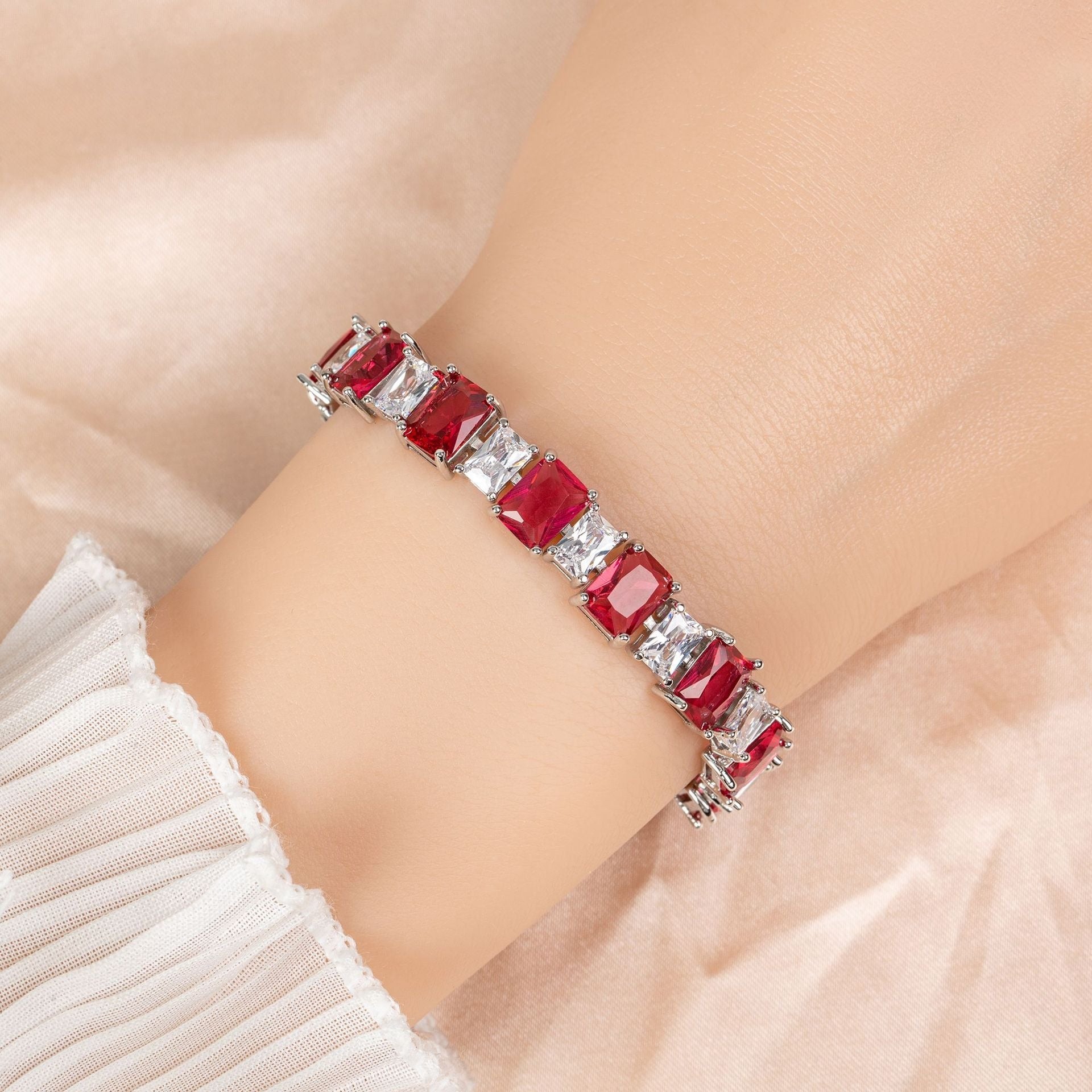 Enamel-Accented Square Micro-Pavé Zircon Bracelet Vera Lux