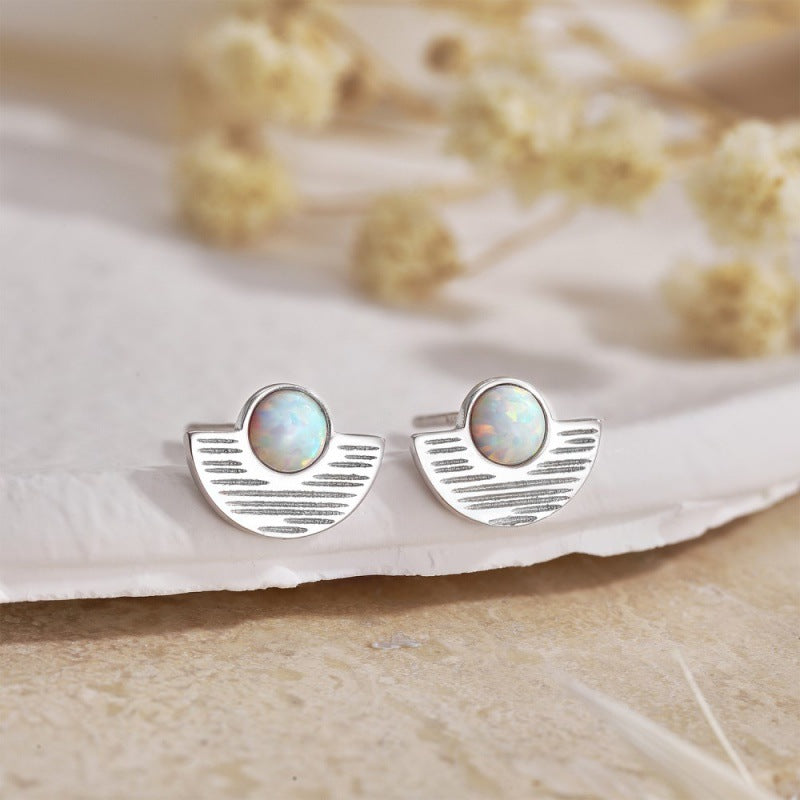 S925 Sterling Silver Opal Earrings For Women Niche Design Style Vera Lux