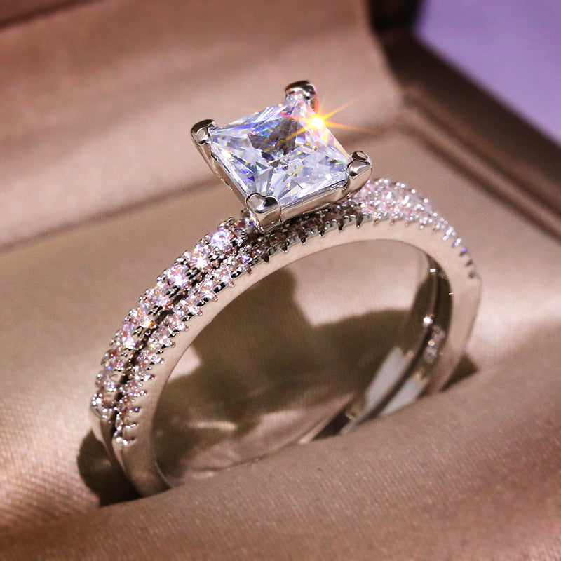 Popular White Zircon Ring Set Jewelry Ring Vera Lux