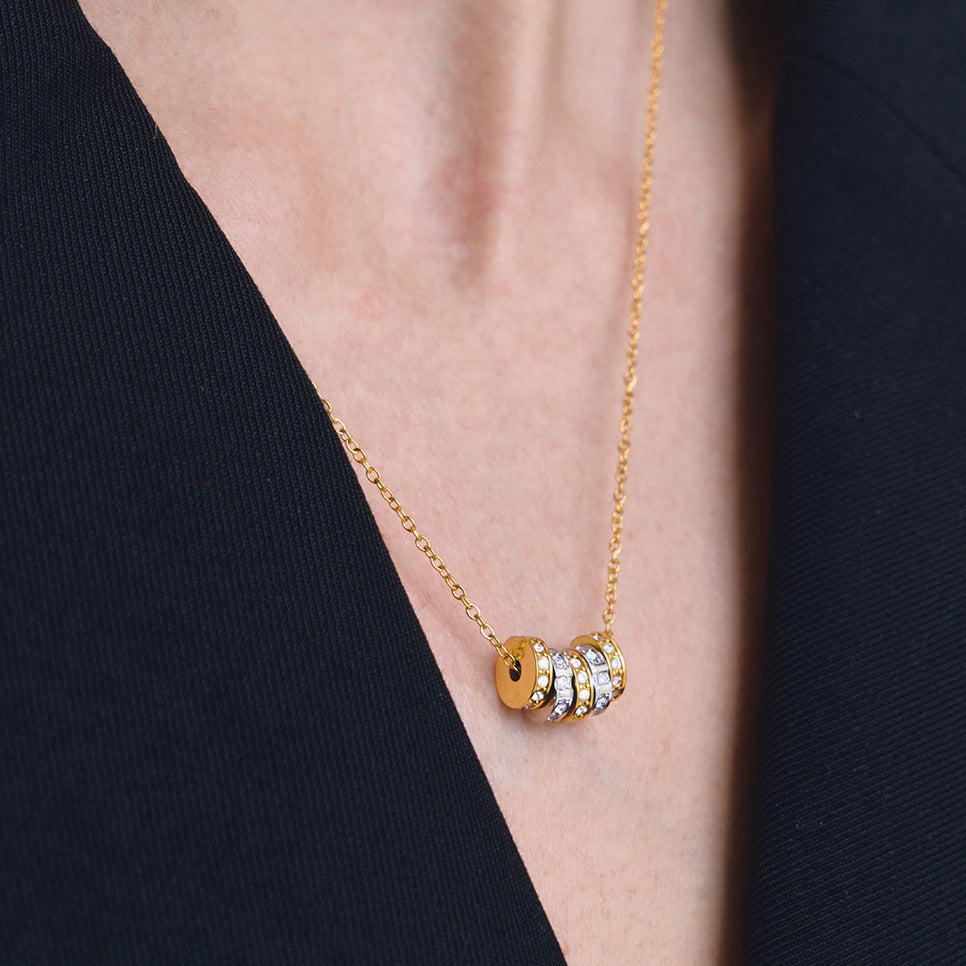 Stainless Steel Zircon Spinner Necklace Collection Vera Lux