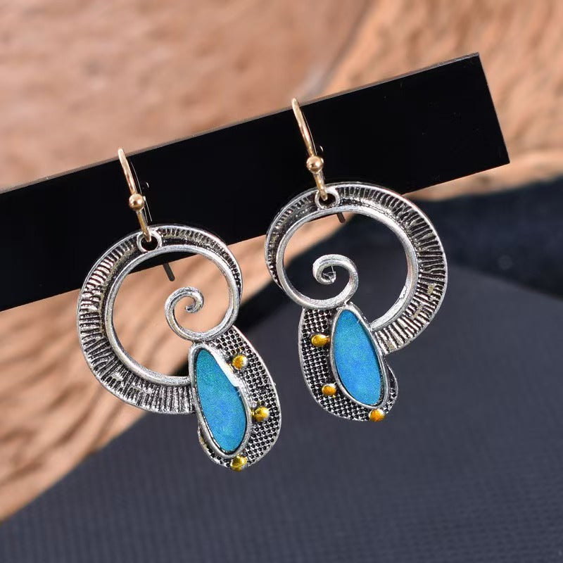 Creative Spiral-Inlaid Sapphire Earrings With Yellow Accents Vera Lux