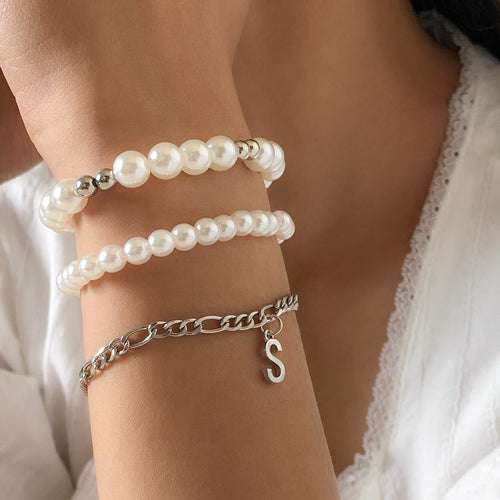 18k gold bow pearl beaded bracelet Vera Lux