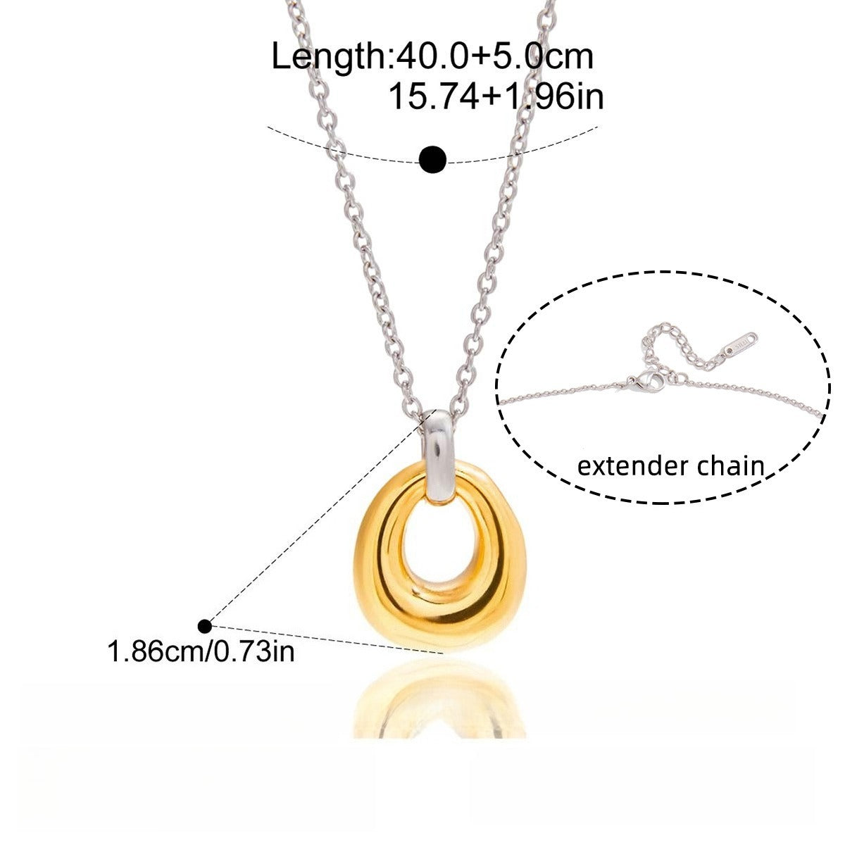 18K gold & S925 silver mixed-metal chain necklace. Vera Lux