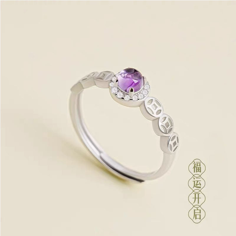 Ring Girl Wang Cai Purple Copper Coin Niche Vera Lux