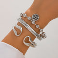 Double Ring Hollow Spring Open Bracelet Punk Style Round Bead Pendant Stacking Bracelet Vera Lux