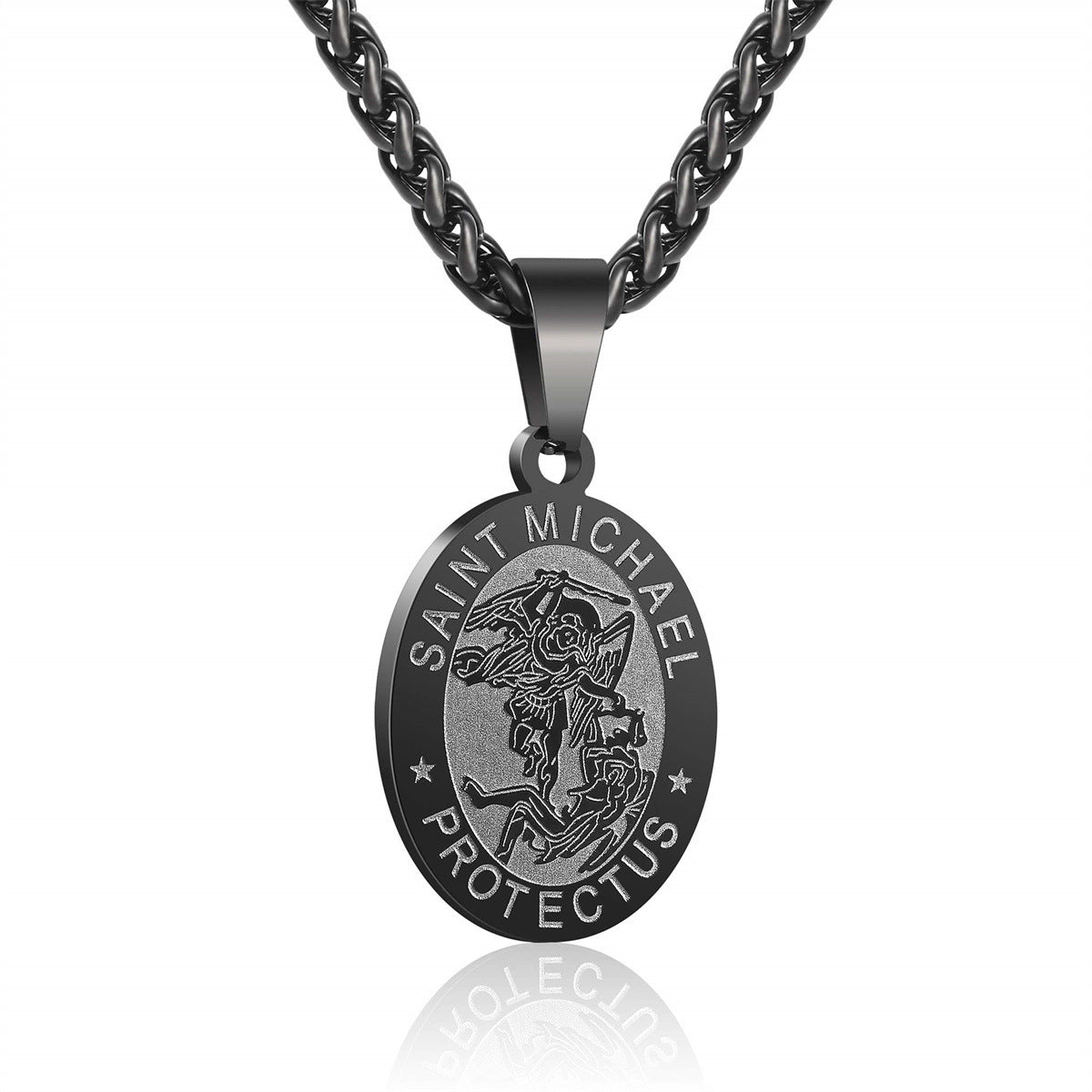 Double-Sided Portrait Medal Cross Stainless Steel Pendant Necklace For Men And Women Vera Lux