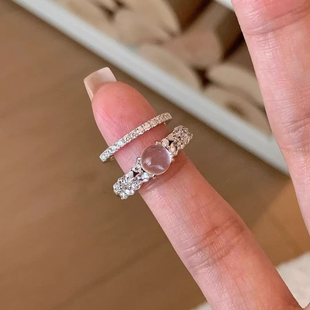 Fashion Luxury Sailor Moon Chalcedony Open Ring For Women, Micro-set Zircon, Elegant Sparkling Band Vera Lux