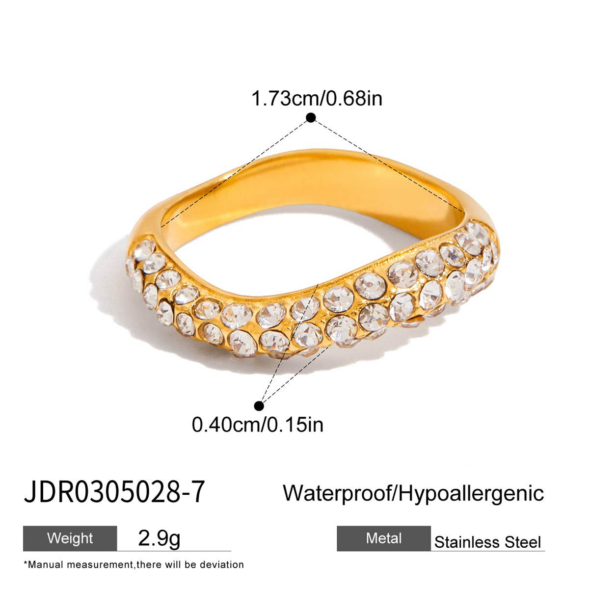 18K Gold Stainless Steel Geometric Zircon Ring Vera Lux