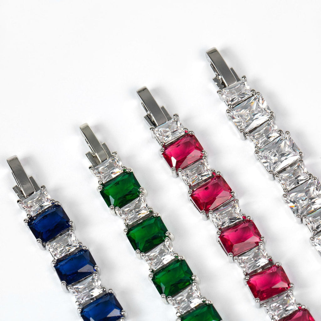 Enamel-Accented Square Micro-Pavé Zircon Bracelet Vera Lux