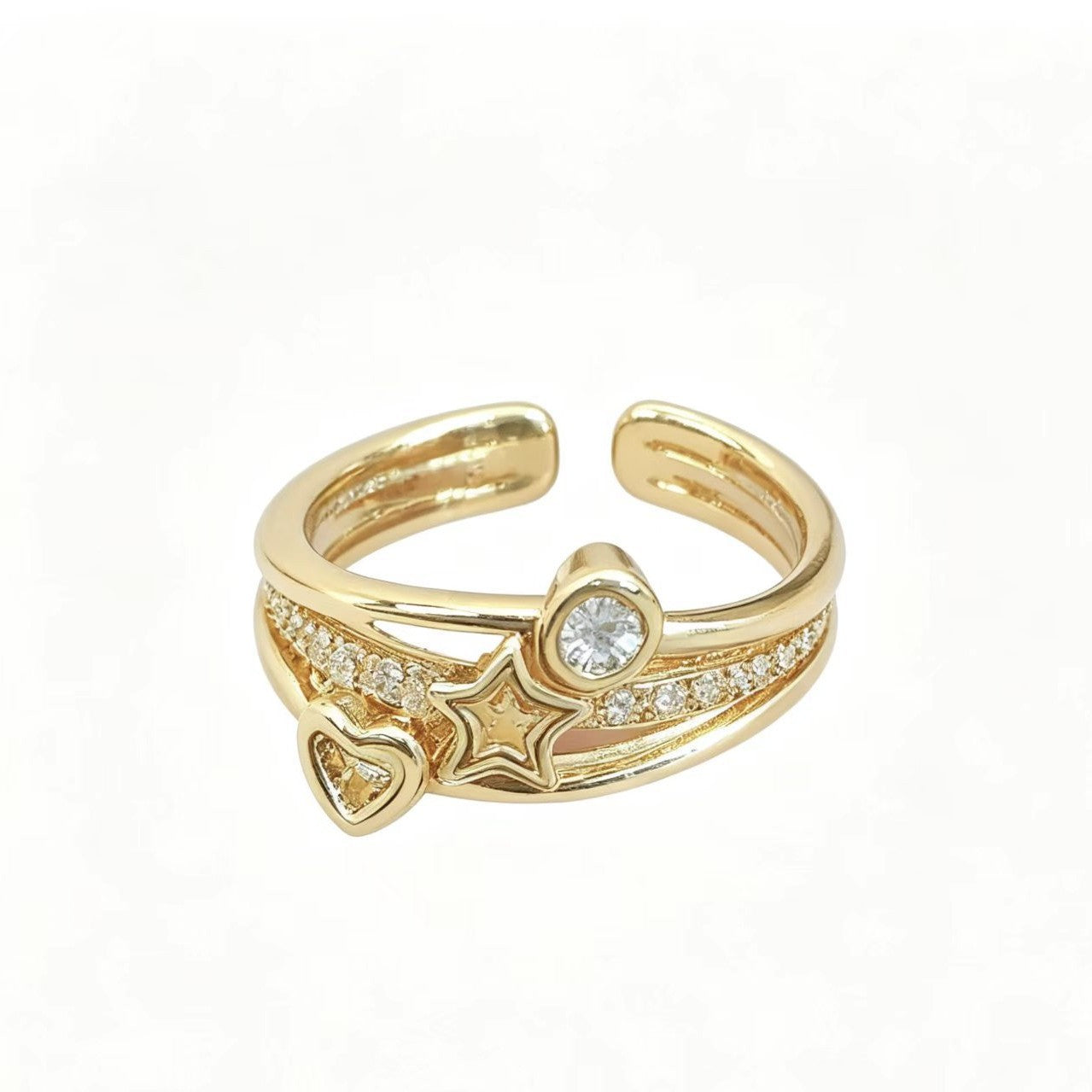 Womens Geometric Line And Polka-dot Diamond-studded Ring Vera Lux
