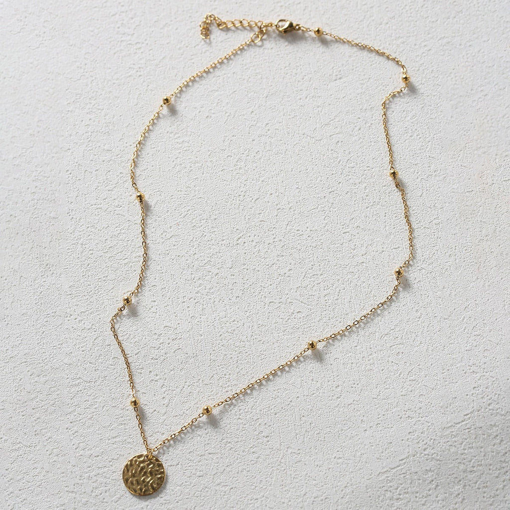 18K Gold Wind-Indented Round Necklace Vera Lux