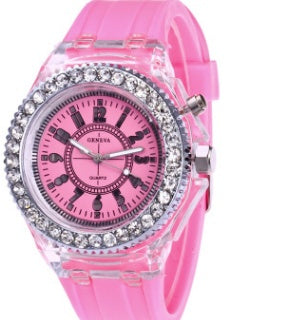 LED Luminous Watches Geneva Women Quartz Watch Women Ladies Silicone Bracelet Watches Vera Lux