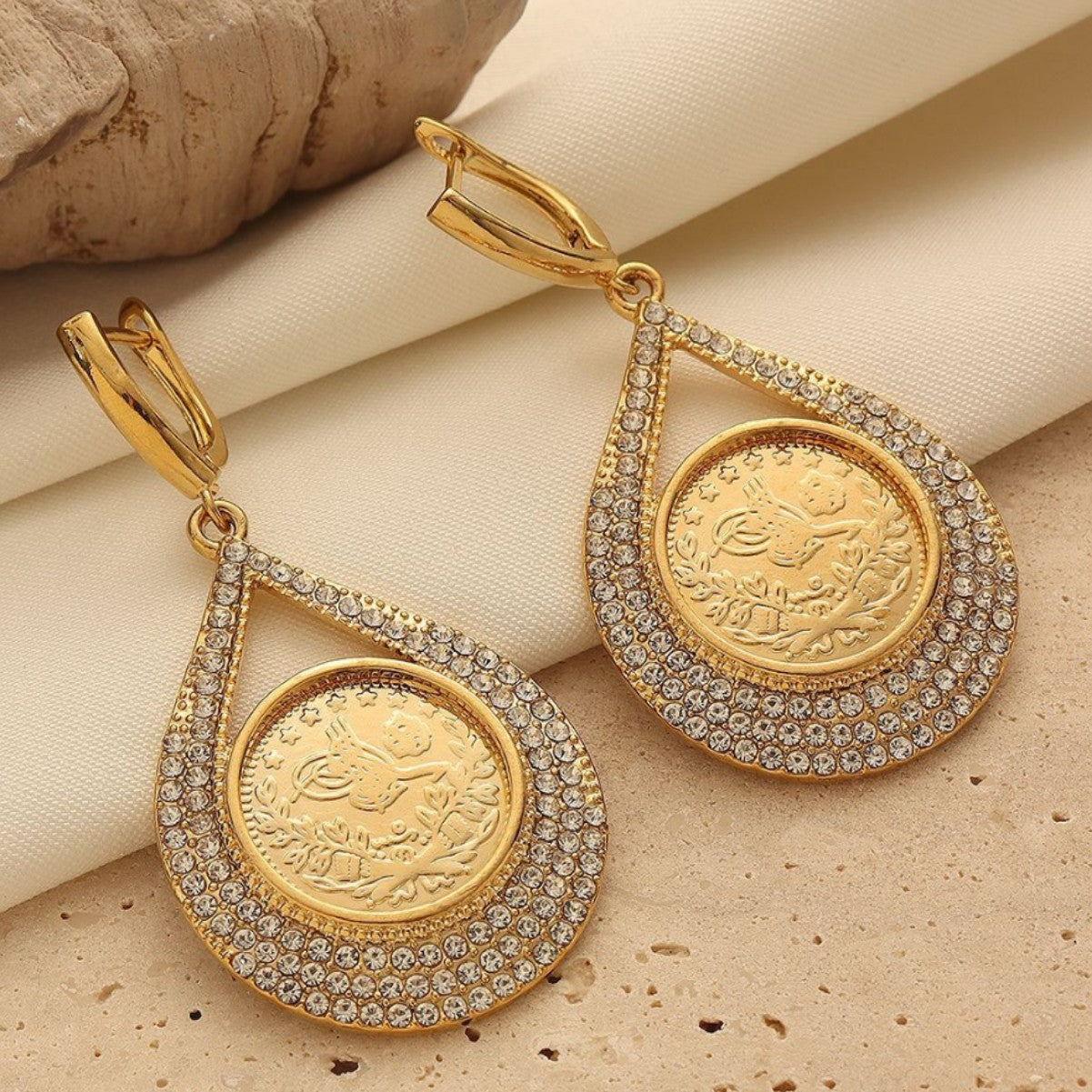 18K Gold Coin Stud Earrings Vera Lux