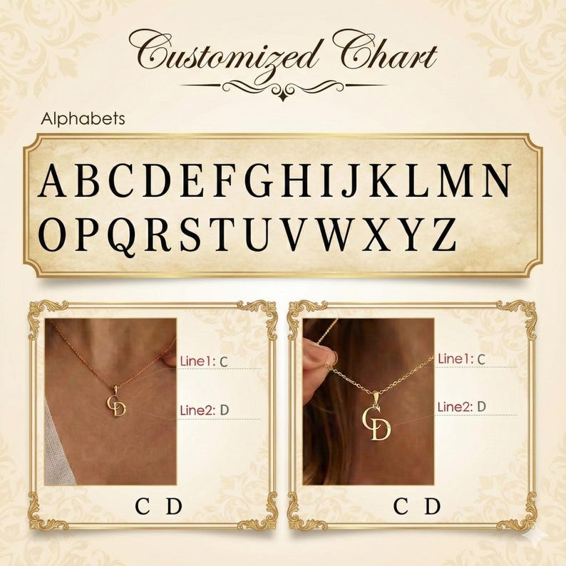 Custom interwoven double letter necklace Vera Lux