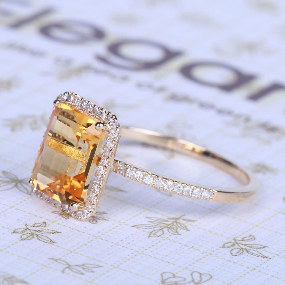 Luxury Champagne Yellow Gemstone Ring, Micro Pave Engagement Band For Women Vera Lux
