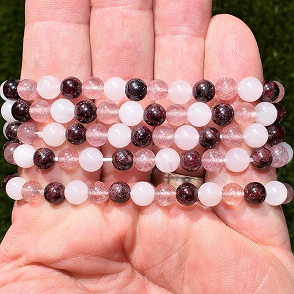 6mm Mixed-Color Stone Bead Elastic Bracelet For Women Vera Lux