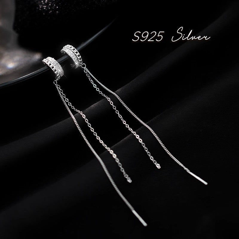 Zircon-inlaid Semi-circular C-shaped Ear Bone Clip Double-layer Earrings Vera Lux