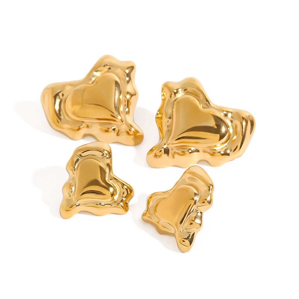 18k gold heart-shaped earrings with exquisite and noble design Vera Lux