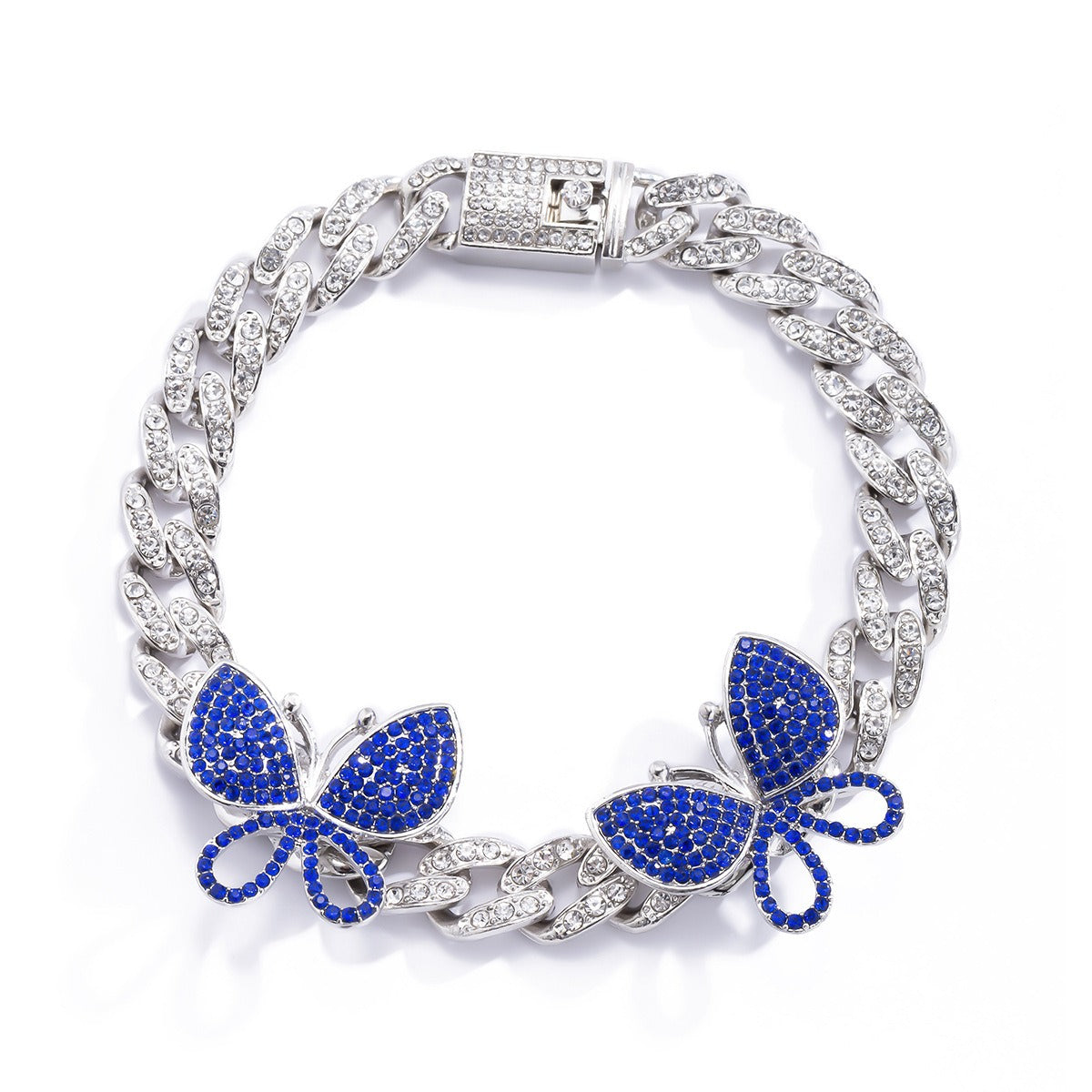 Hip-hop punk full diamond Cuban chain diamond large butterfly anklet Vera Lux