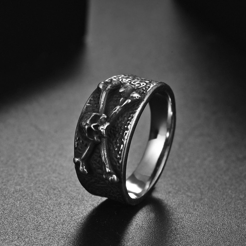 Titanium Steel Punk Skull Personality Retro Mens Ring Vera Lux