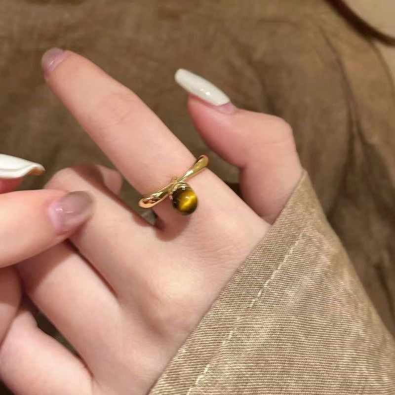Maillard Tiger Eye & Zircon Ring For Women, 2026 New Style, Light Luxury High-End Index Finger Ring, Fashion Personality Band Vera Lux