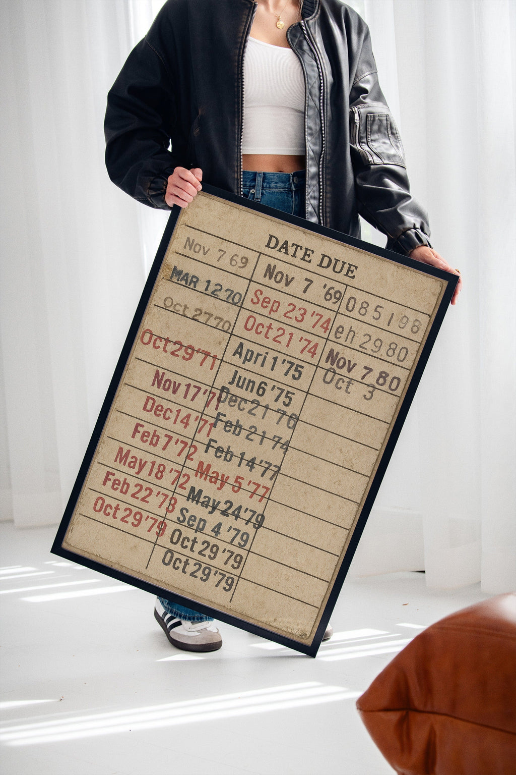 Vintage Library Date Due Card – Retro Paper Texture Wall Art Kooly
