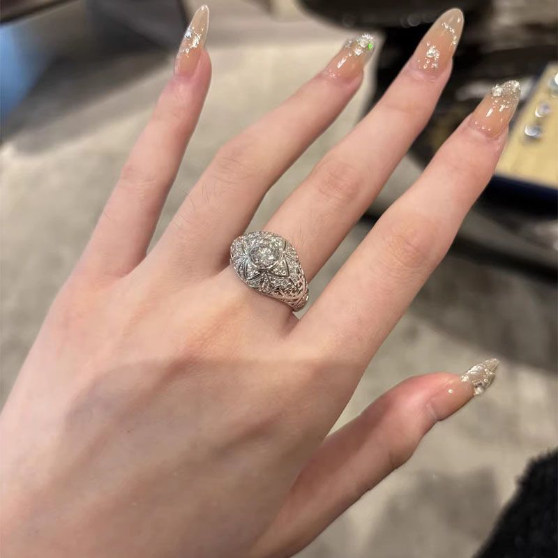 Vintage Starburst Ring For Women, Luxury Unique High-End Elegant Index Finger Band Vera Lux