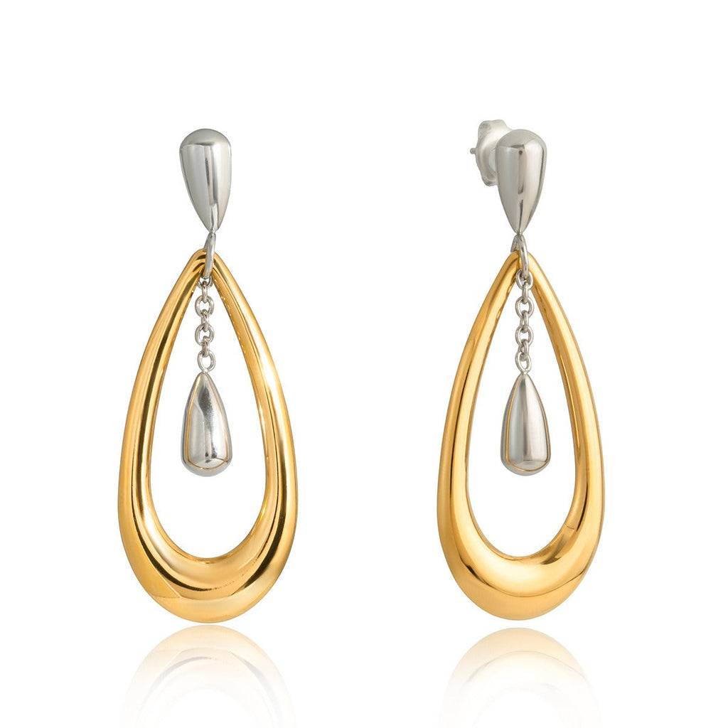 18K gold teardrop-shaped two-tone earrings Vera Lux