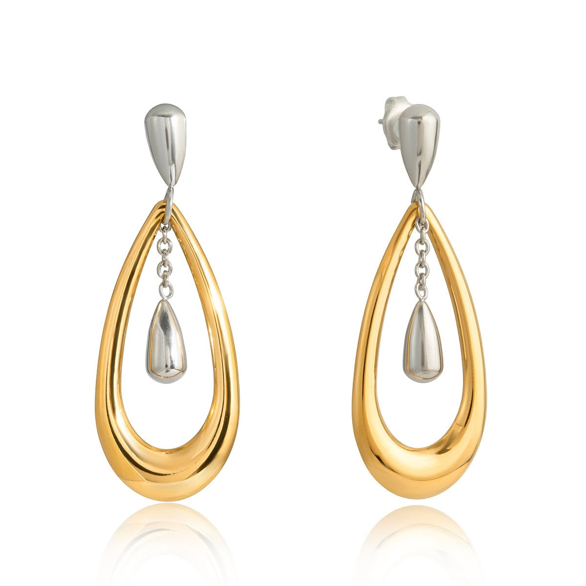 18K gold teardrop-shaped two-tone earrings Vera Lux