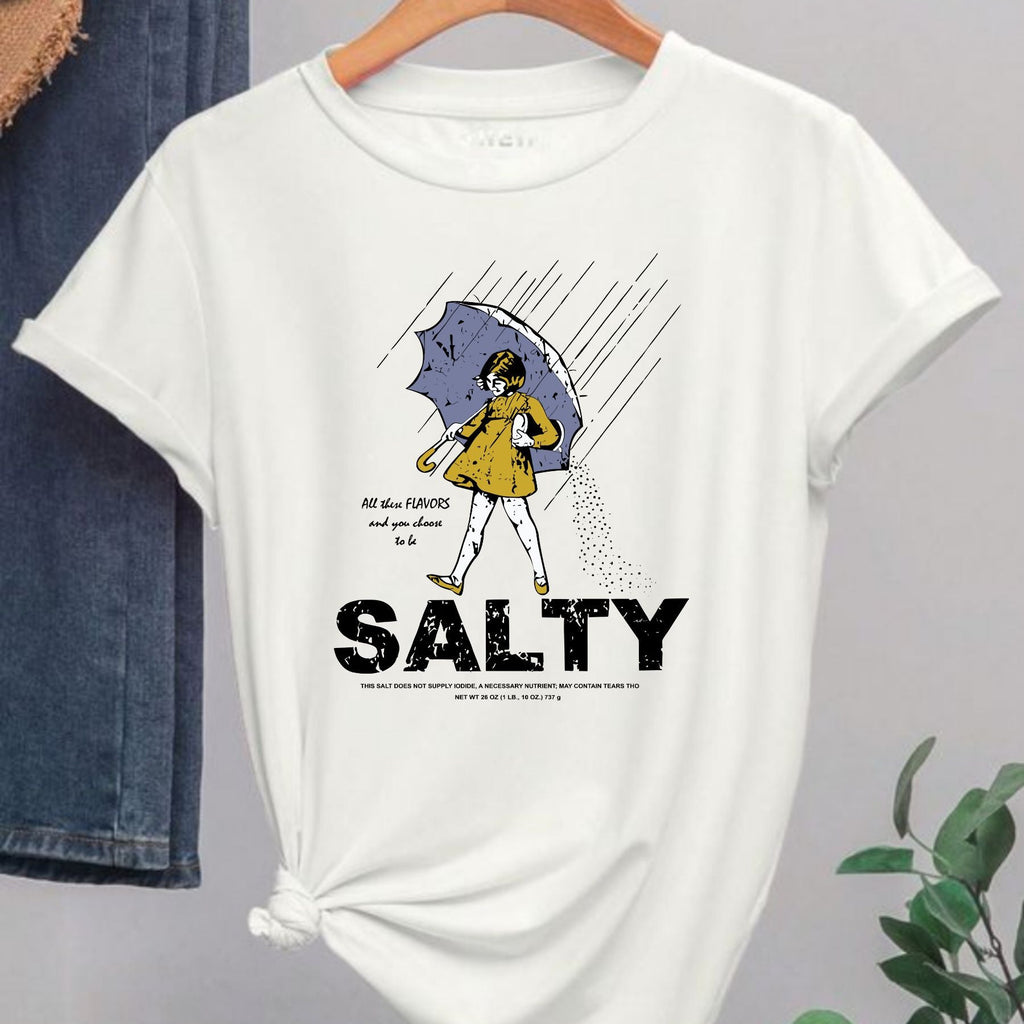 Women's Retro Salty Girl Shirt - Casual Summer Gift Tee, Vintage Beach Apparel Pasimax
