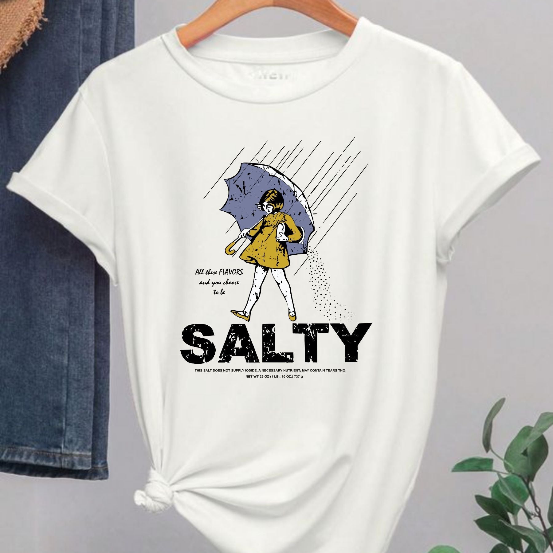 Women's Retro Salty Girl Shirt - Casual Summer Gift Tee, Vintage Beach Apparel Pasimax