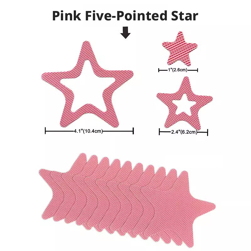 Five-pointed star anti-slip sticker-pink-10.5cm-with black scraper-PEVA-12 pieces Vera Lux
