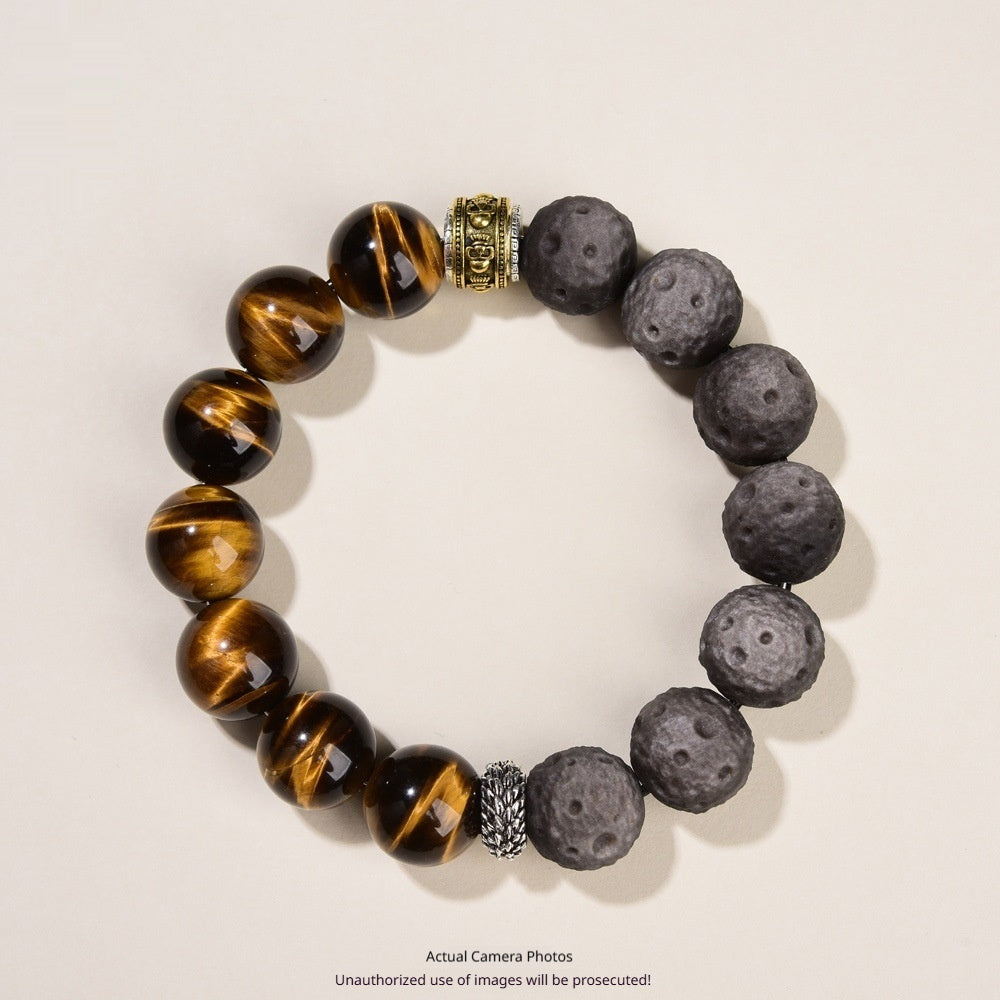 Natural Tigers Eye And Obsidian Collectors Bracelet Vera Lux
