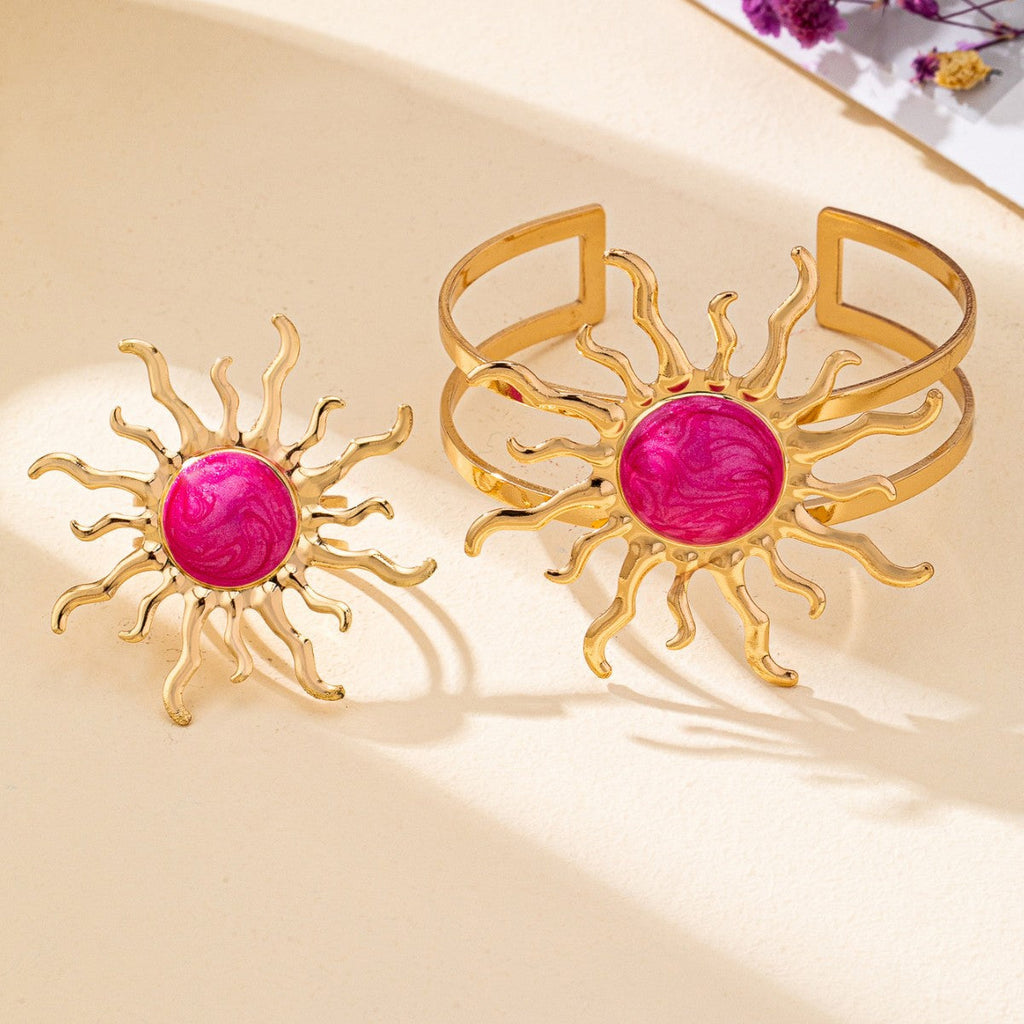Elegant And Stylish Sunflower Bracelet And Ring Jewelry Set For Women Vera Lux