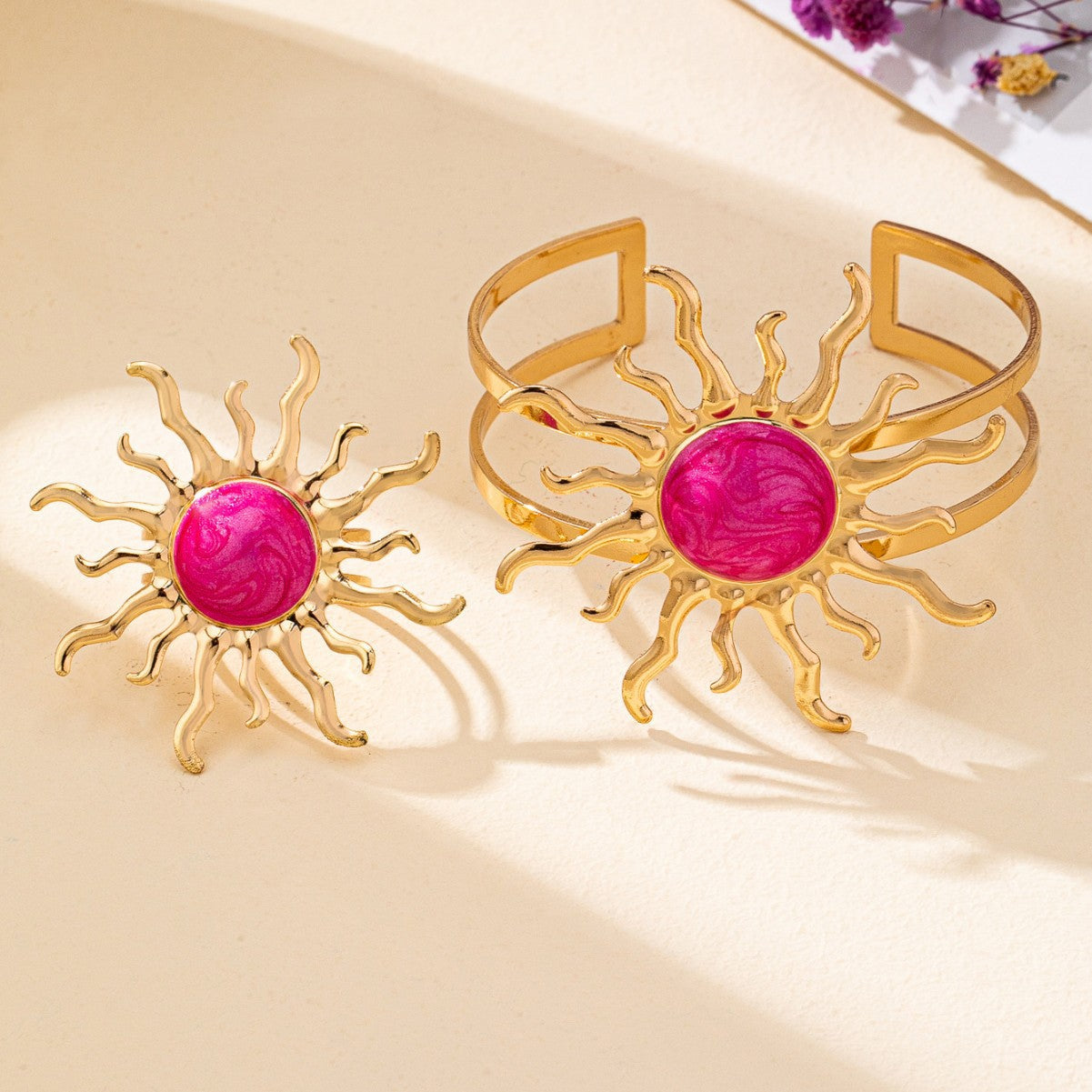 Elegant And Stylish Sunflower Bracelet And Ring Jewelry Set For Women Vera Lux