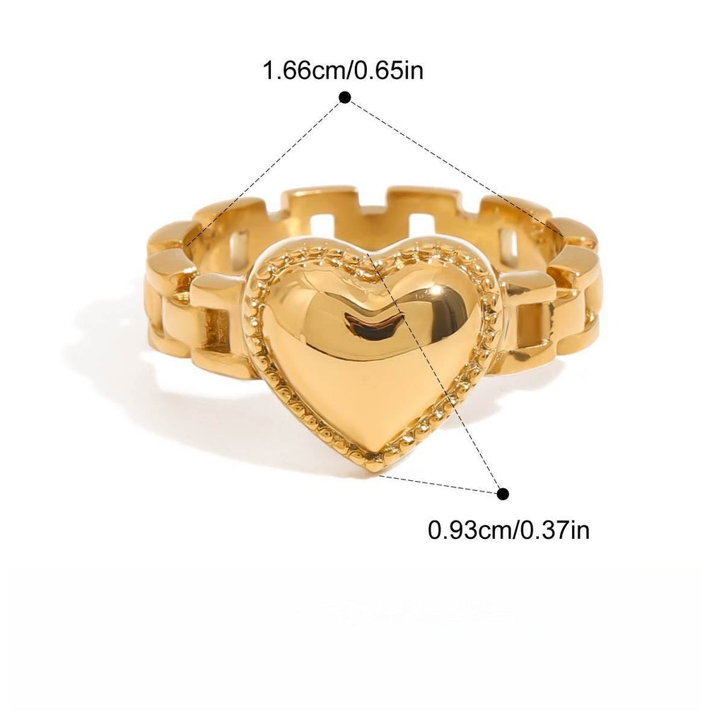 18K gold heart titanium steel ring Vera Lux