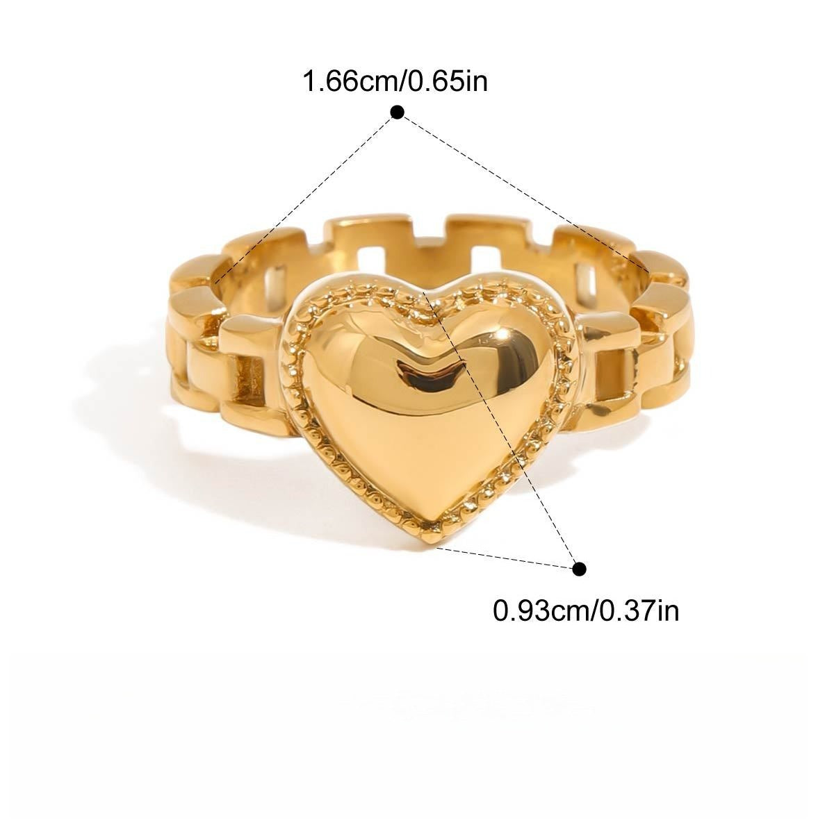 18K gold heart titanium steel ring Vera Lux
