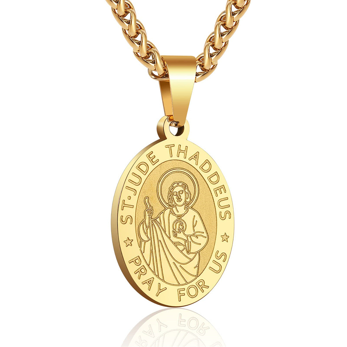 Double-Sided Portrait Medal Cross Stainless Steel Pendant Necklace For Men And Women Vera Lux