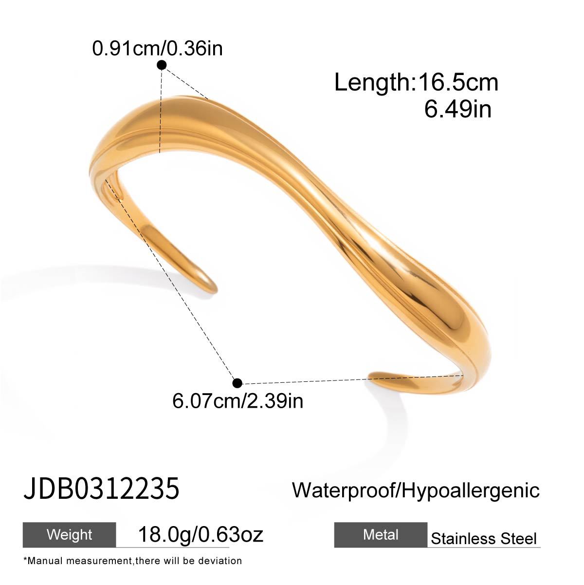 Gold Wave Open Cuff Bracelet Collection Vera Lux