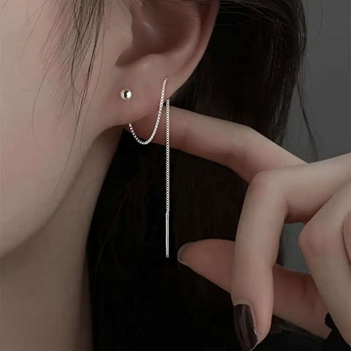 Long Tassel Earrings with Beaded Ear Threads Vera Lux