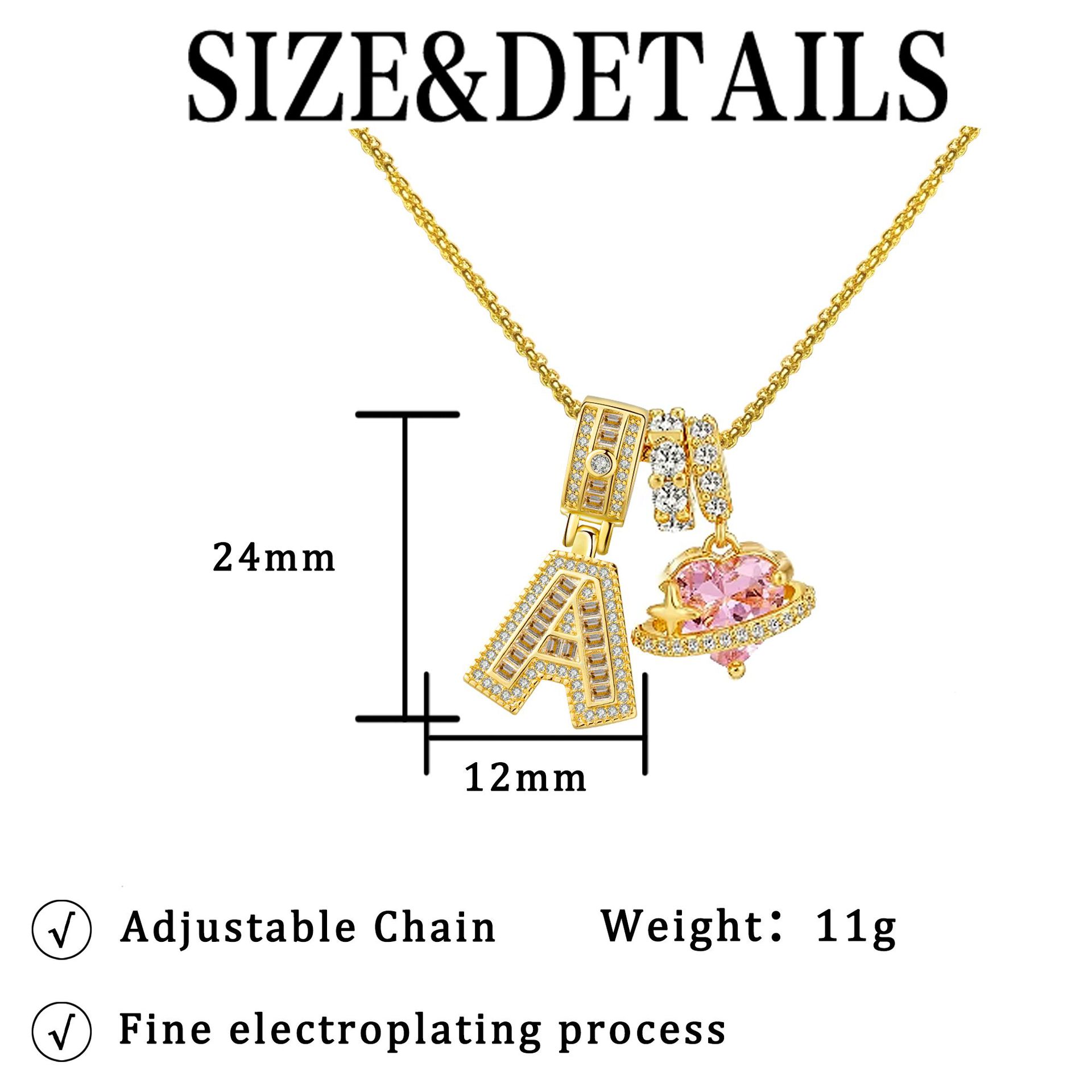 Gold-Plated Copper Planet Heart Pendant Necklace With Diamonds Vera Lux