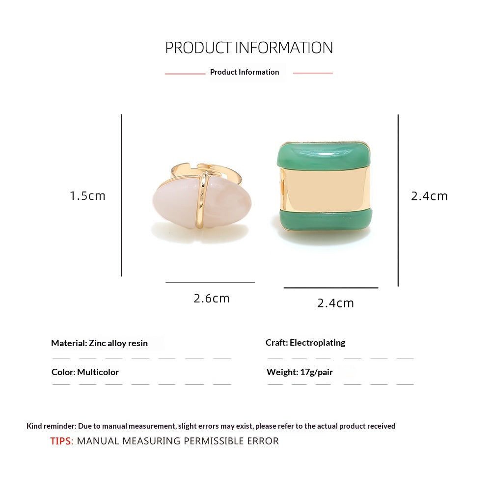Fashionable Contrasting Color Geometric Resin Ring Vera Lux