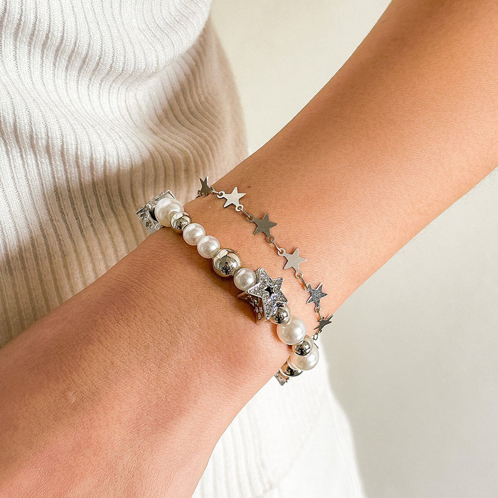 Star and heart-shaped pendant tassel bracelet set Vera Lux