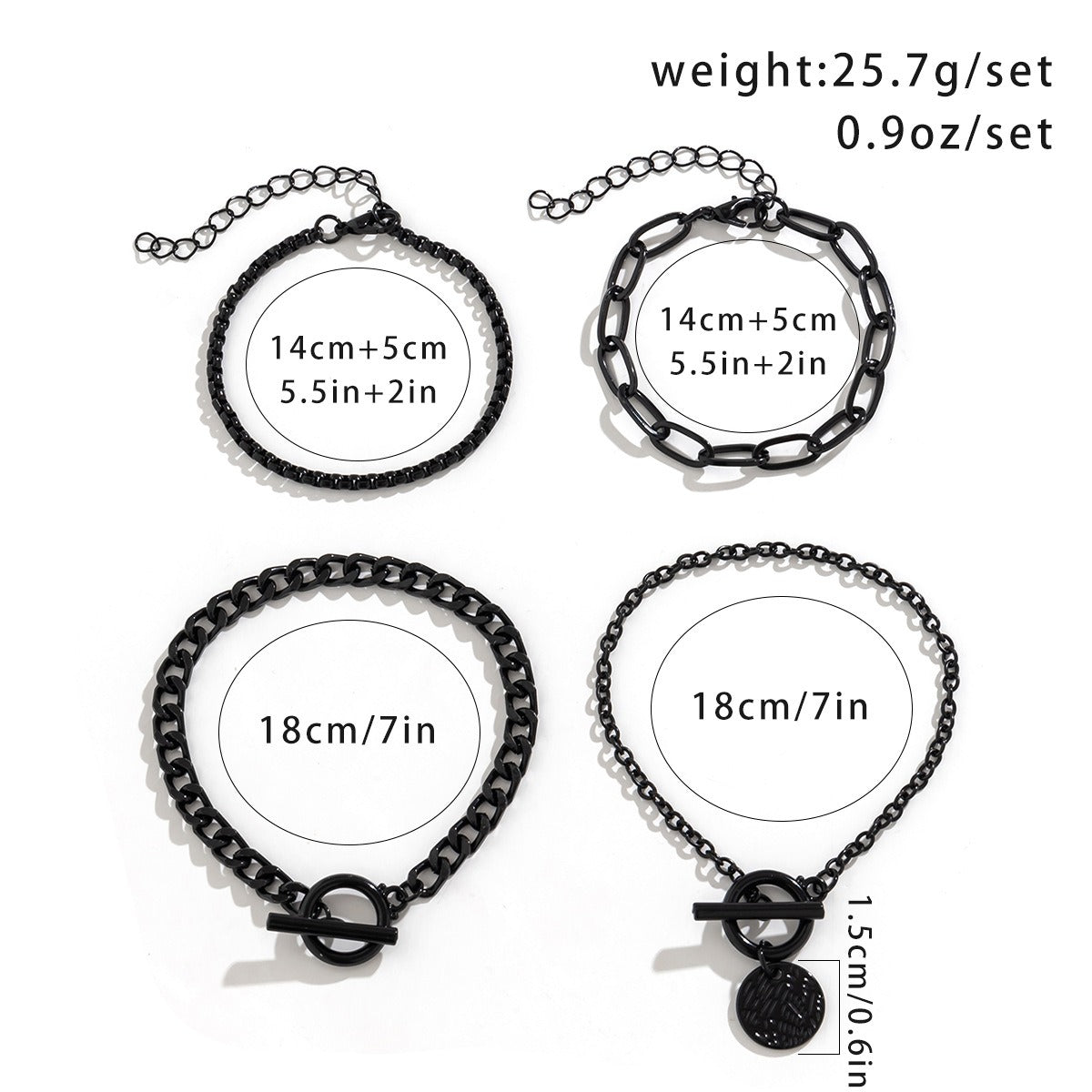 Sweet and Cool Black Halloween Coin Charm Bracelet Vera Lux