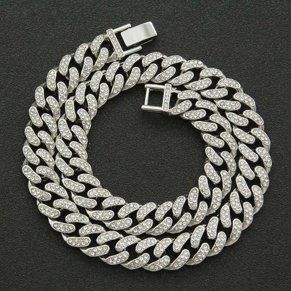 Full Diamond Cuban Chain Necklace Personalized Street Street Dance Motorcycle Men Vera Lux