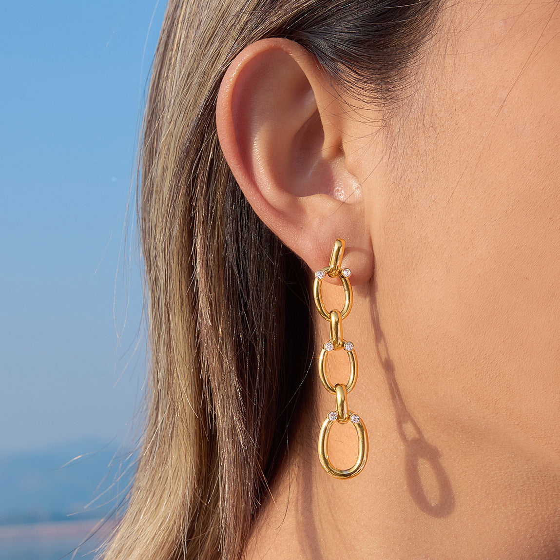 Rhinestone Chain Tassel Earrings Vera Lux