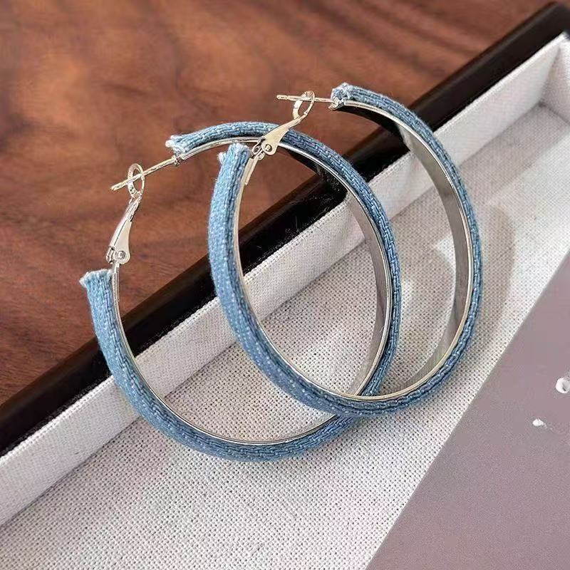 2026 Denim Hoop Earrings, European Style Bold Stage Jewelry Vera Lux