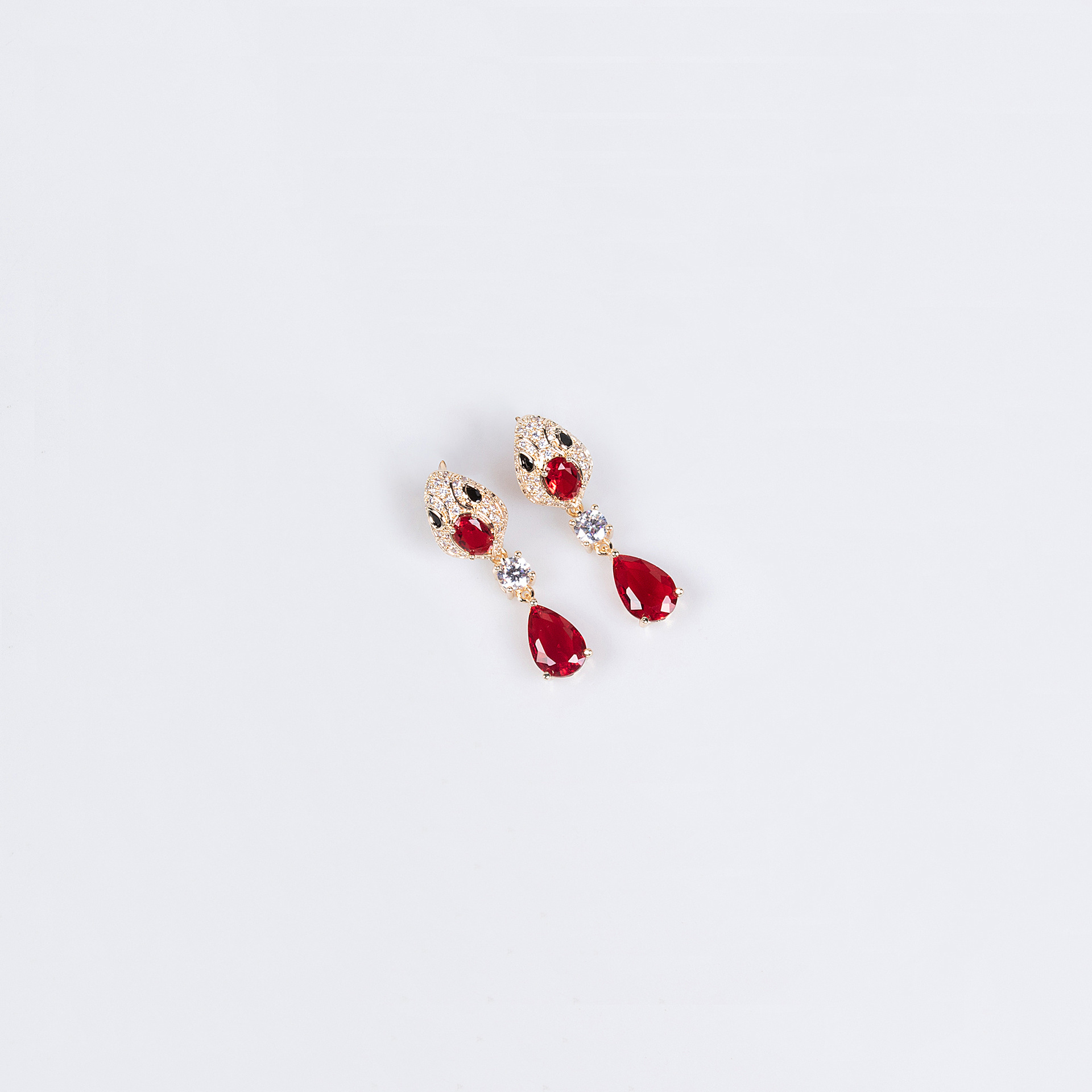 Snake-Shaped Titanium Steel Stud Earrings with Diamond Accents Vera Lux