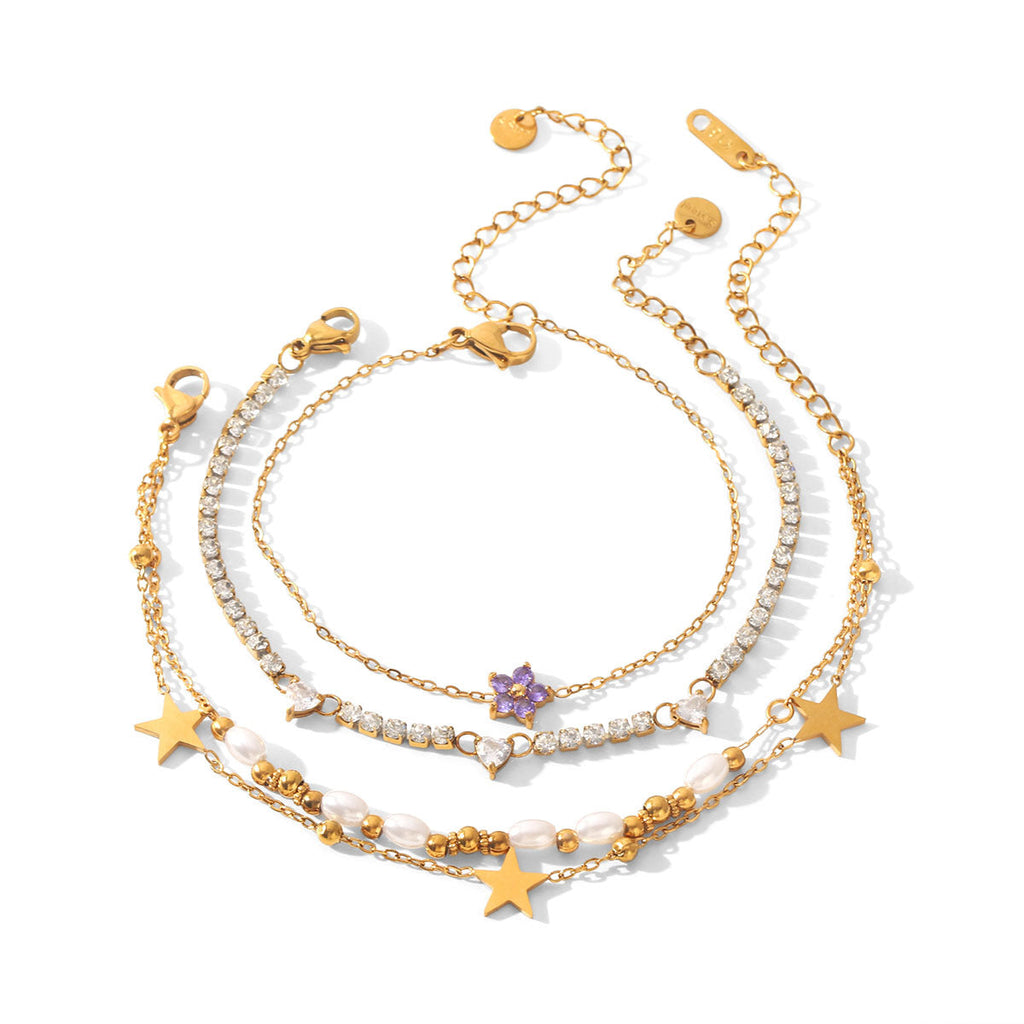 Resort-style 18K Gold Stainless Steel Zircon Bracelet Vera Lux