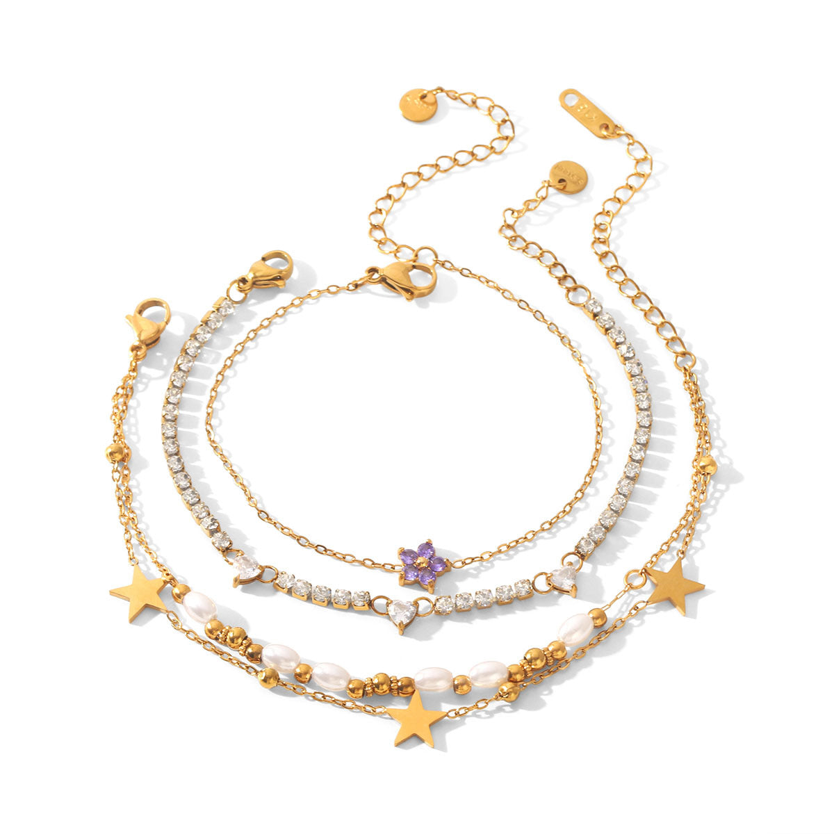 Resort-style 18K Gold Stainless Steel Zircon Bracelet Vera Lux